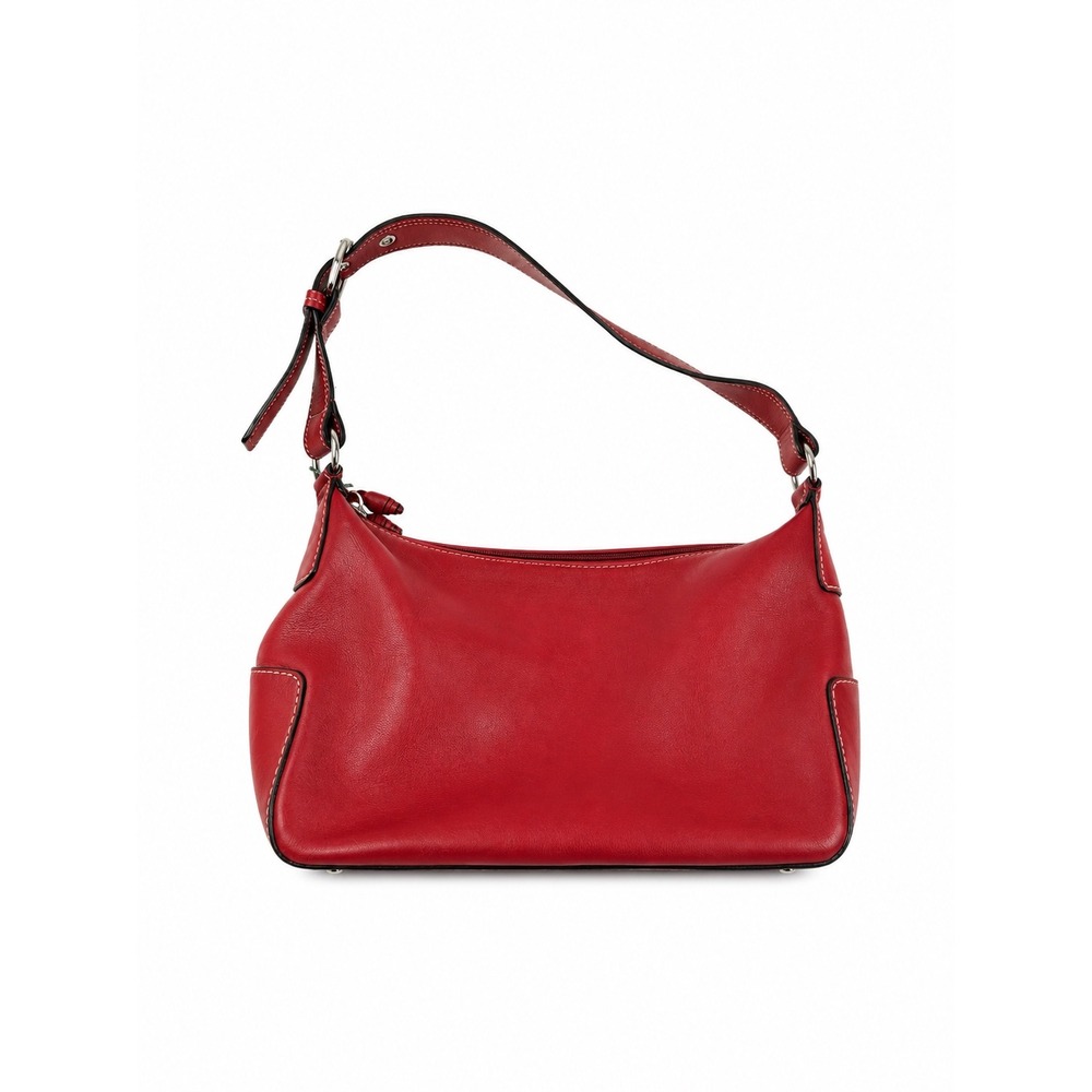Ann Taylor Vintage Y2K Red Leather Baguette Minimalist Shoulder Bag Hobo Purse
